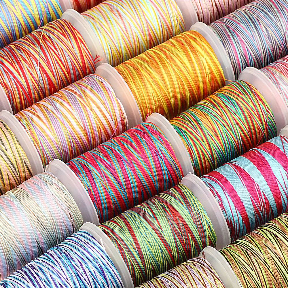 0.2mm 270m Gradient Color Thread Cord Rope Hand Woven Cotton Rope For DIY Tassels Beading Fashion Bracelet Necklace Braided Line