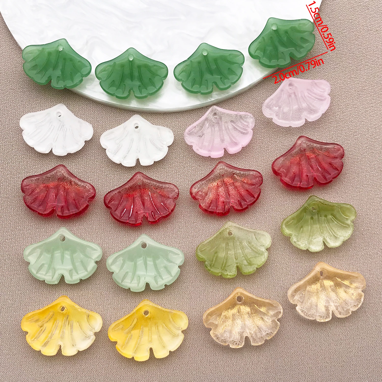 20pcs 15x20mm Color Glass Leaves Pendant Beads Small Ginkgo Leaf Pendants For DIY Jewelry Making Earrings Necklace Accessories image 3