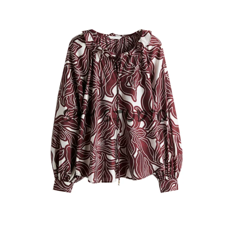 

Autumn New Arrival Women's Casual Long Sve irt Design Gored Collar Lantern Sve Top Comfortable Breathable Polyester