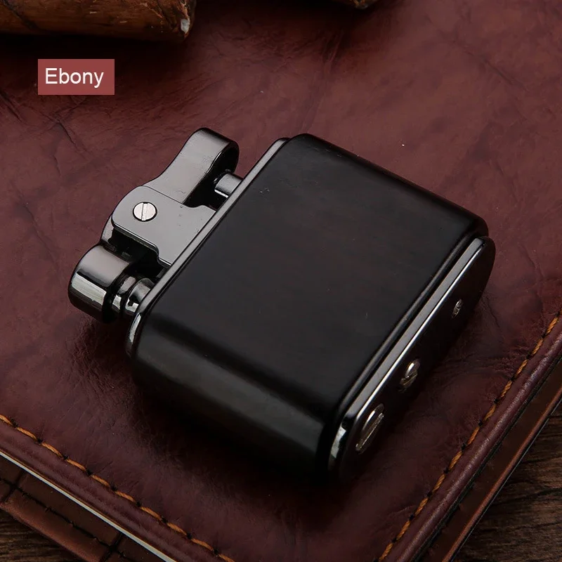 Premium Honest Windproof Kerosene Retro Nostalgic Vintage Lighter Solid Wood Mechanical Lighter Pipe Accessories Men\'s Gift