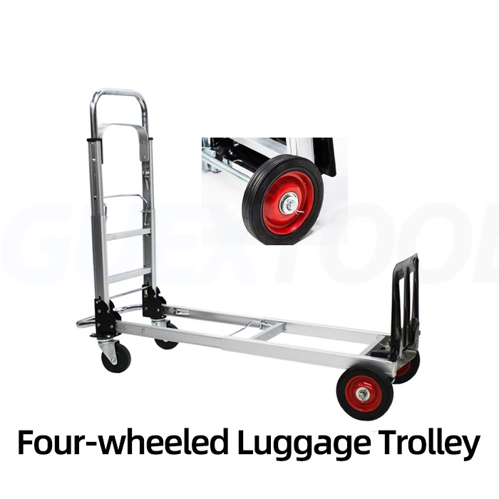 200kg Luggage Cart Folding Truck Manual Folding Silent Heavy Shopping Cart Household Telescopic Push-Pull Cart To Pull Goods