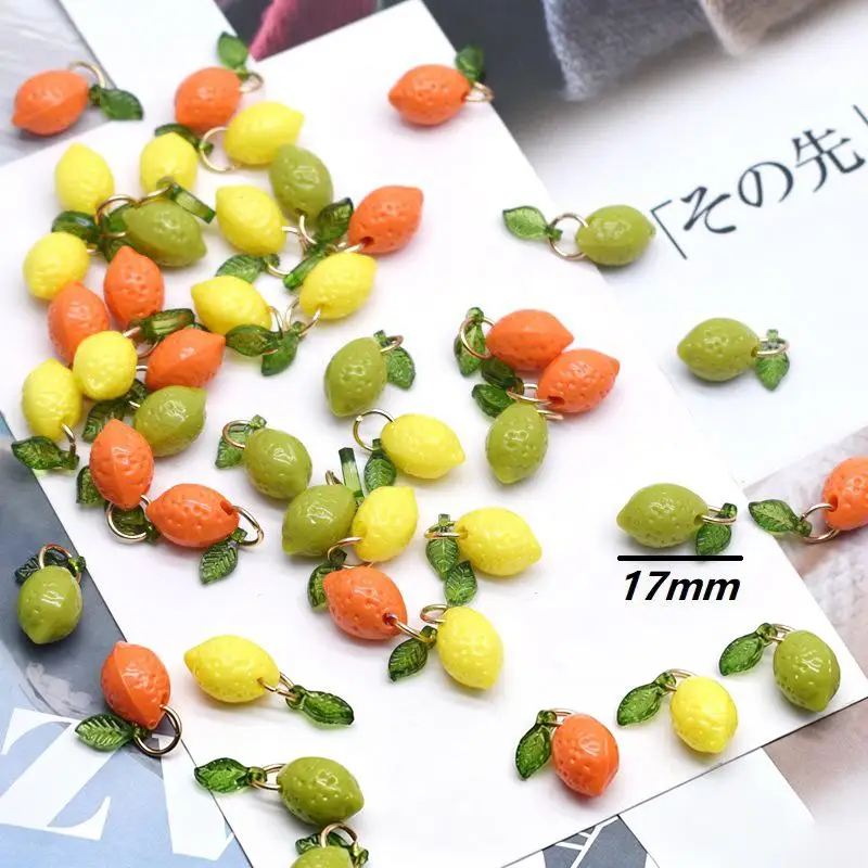 Breloques DIY en acrylique en forme de citron, petits pendentifs décoratifs pour bracelets, colliers, boucles d'oreilles et accessoires de bijouterie faits à la main