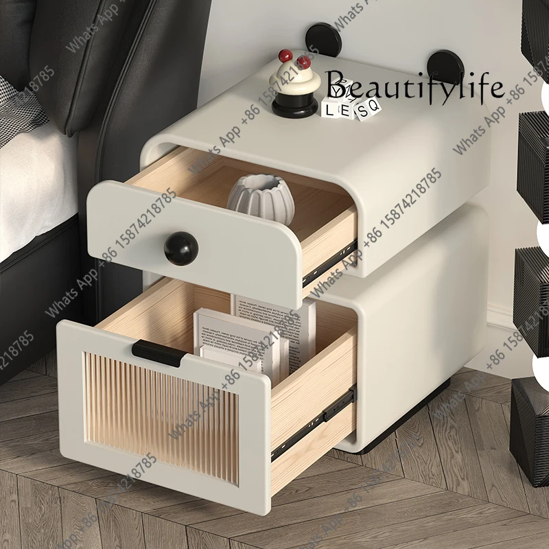 

Zx Cute Creative Cream Wind Solid Wood Bedside Table Simple Modern Small Mini 40CM Free Installation Bedroom Locker