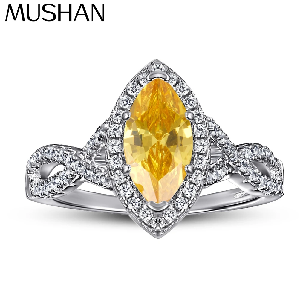 MuShan Jewelry 925 Sterling Silver Rings Bands Promise Ring 7A Cubic Zirconia Valentine Anniversary Rings Bands  Women Gift