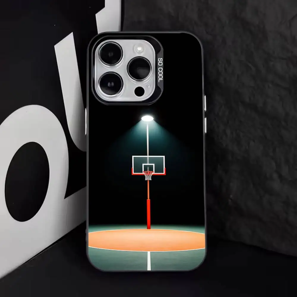 Etui na telefon z motywem koszykówki do iPhone'a 17, 16, 15, 14, 13, 12, 11, Pro, Max, Plus, E, Air, Mini, czarne etui z TPU