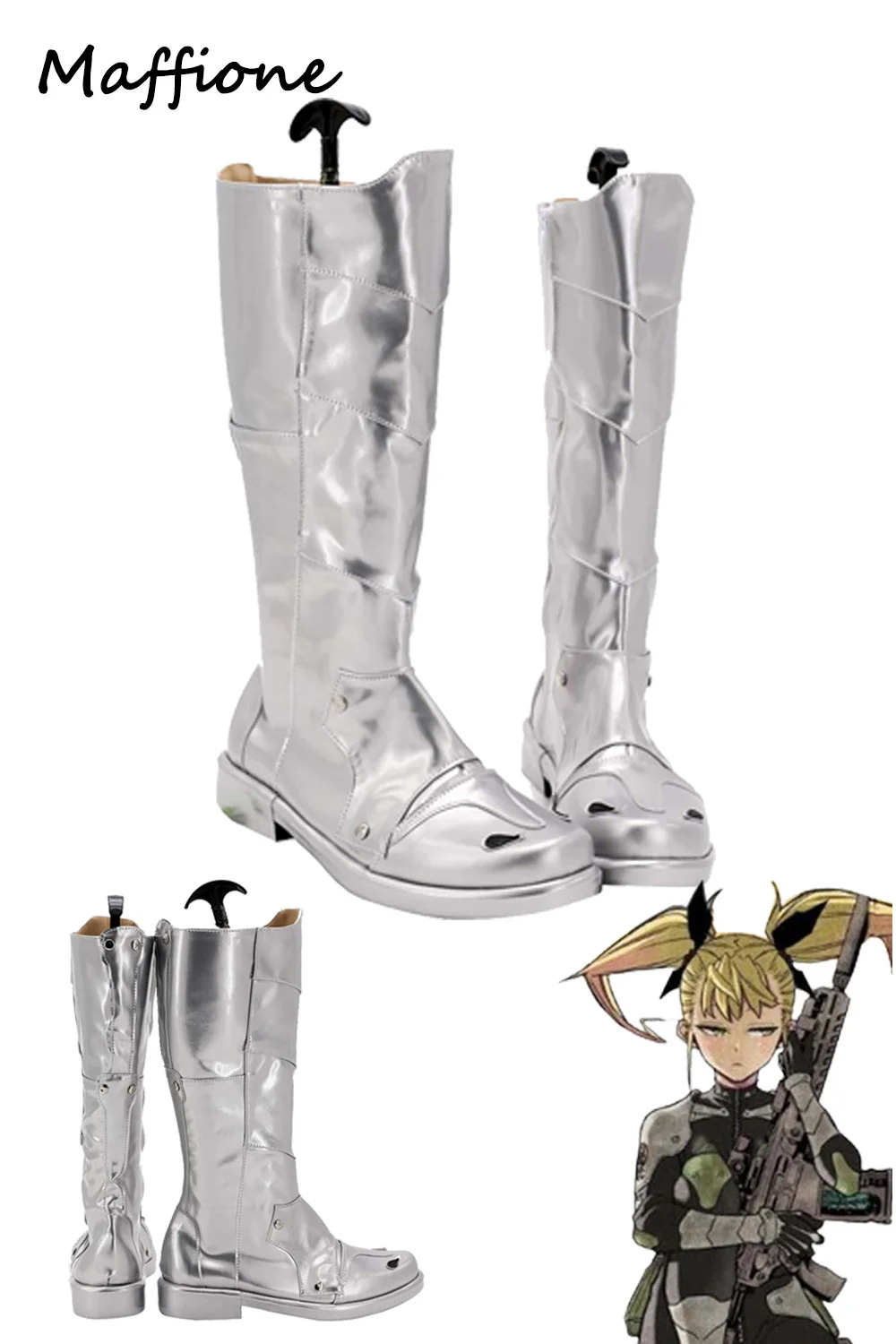 

Ashiro Mina Mina Ashiro Cosplay Anime Kaiju Cosplay No.8 Shoes Women Sliver Boots Halloween Costume Accessories Footwear