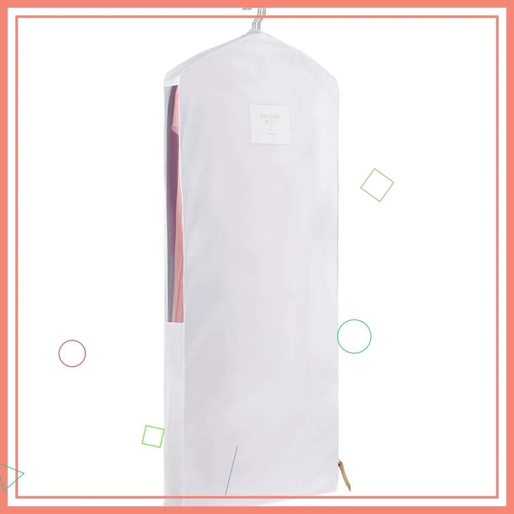 

Элегантный чехол для хранения одежды из органического хлопка - Длинный чехол для платьев 58 дюймов, дышащий и защищающий от моли, для одежды полной длины