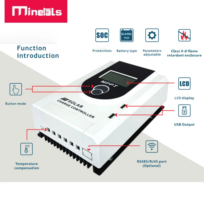 Controlador MPPT inteligente de 12V y 24V, cargador Solar automático con Bluetooth, WiFi, 10A, 20A, 30A, 40A, 50A, 60A, PV, almacenamiento de energía para autocaravana