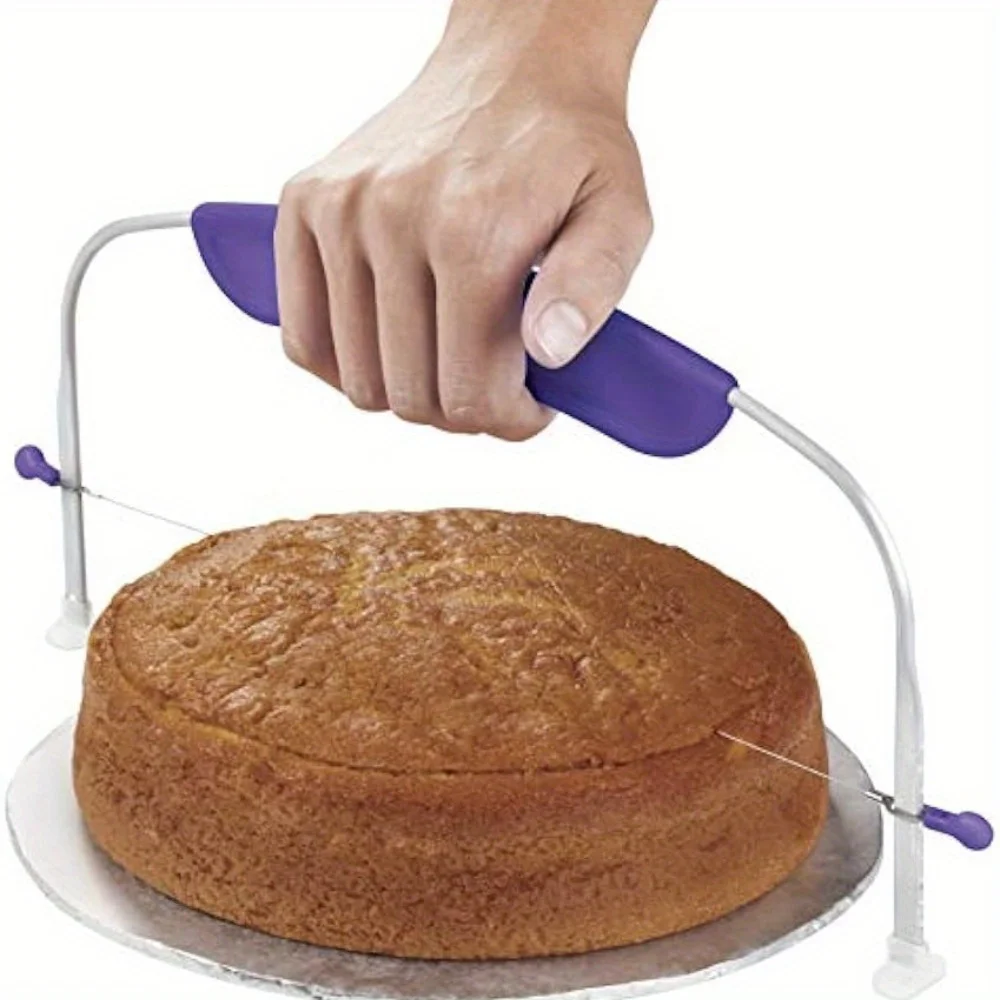 Adjustable Cake Leveler Professional Slicer Stainless Steel Wire and Handle Fits 10-Inch Layers Chiffon EmbersRainbow Tool Saw