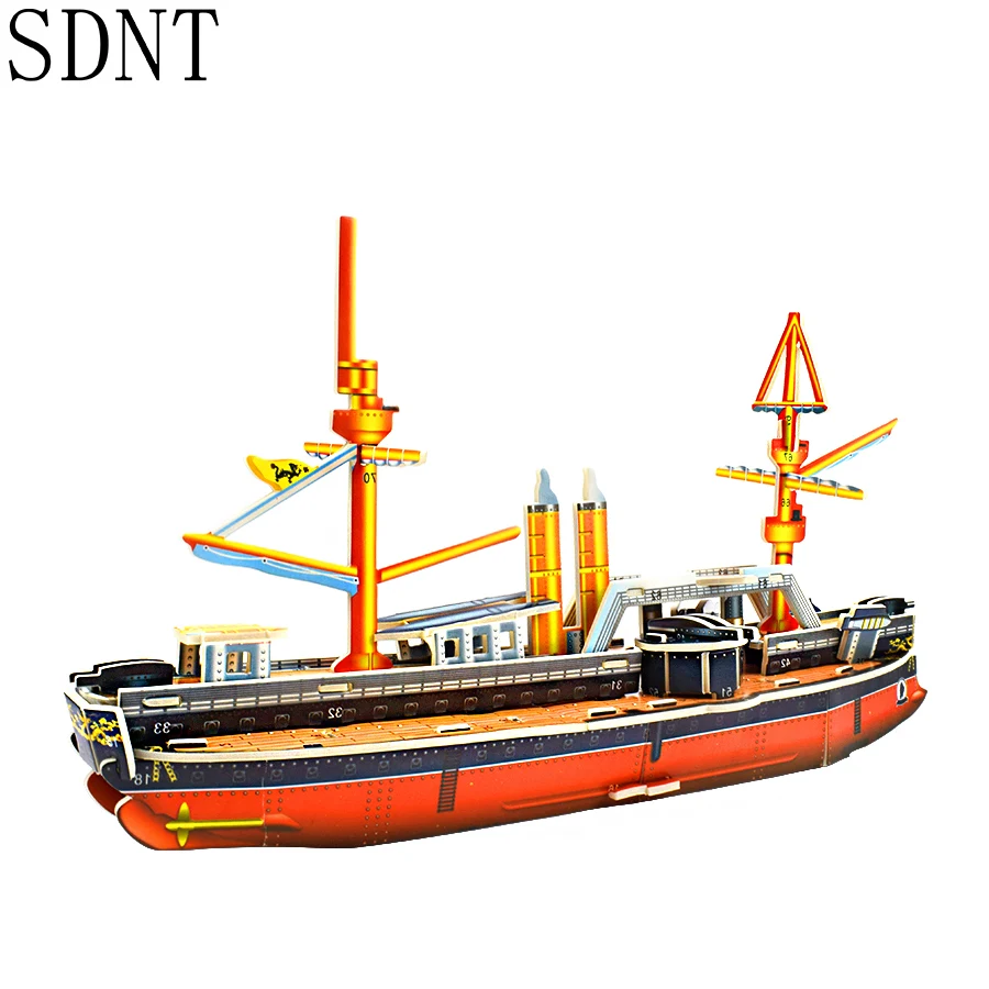 Warships Puzzle Toys for Children 3D Cardboard Ancient Ship Model Kits Educational Puzzles Toy Handmade Assembly Game Decoration