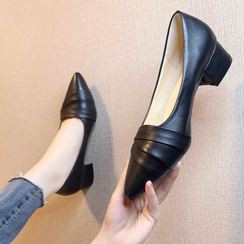 Zapatos De tacón De negocios para Mujer, Zapatos De cuero puntiagudos, ropa Formal elegante para Mujer, tacones altos De moda para todas las estaciones, Zapatos De Mujer