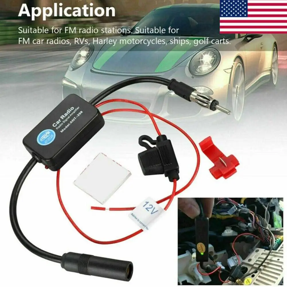 

Auto Car Radio FM Antenna Signal Booster Amplifier Universal 12V FM Car Radio Antenna Enhance Amplifier Accessories