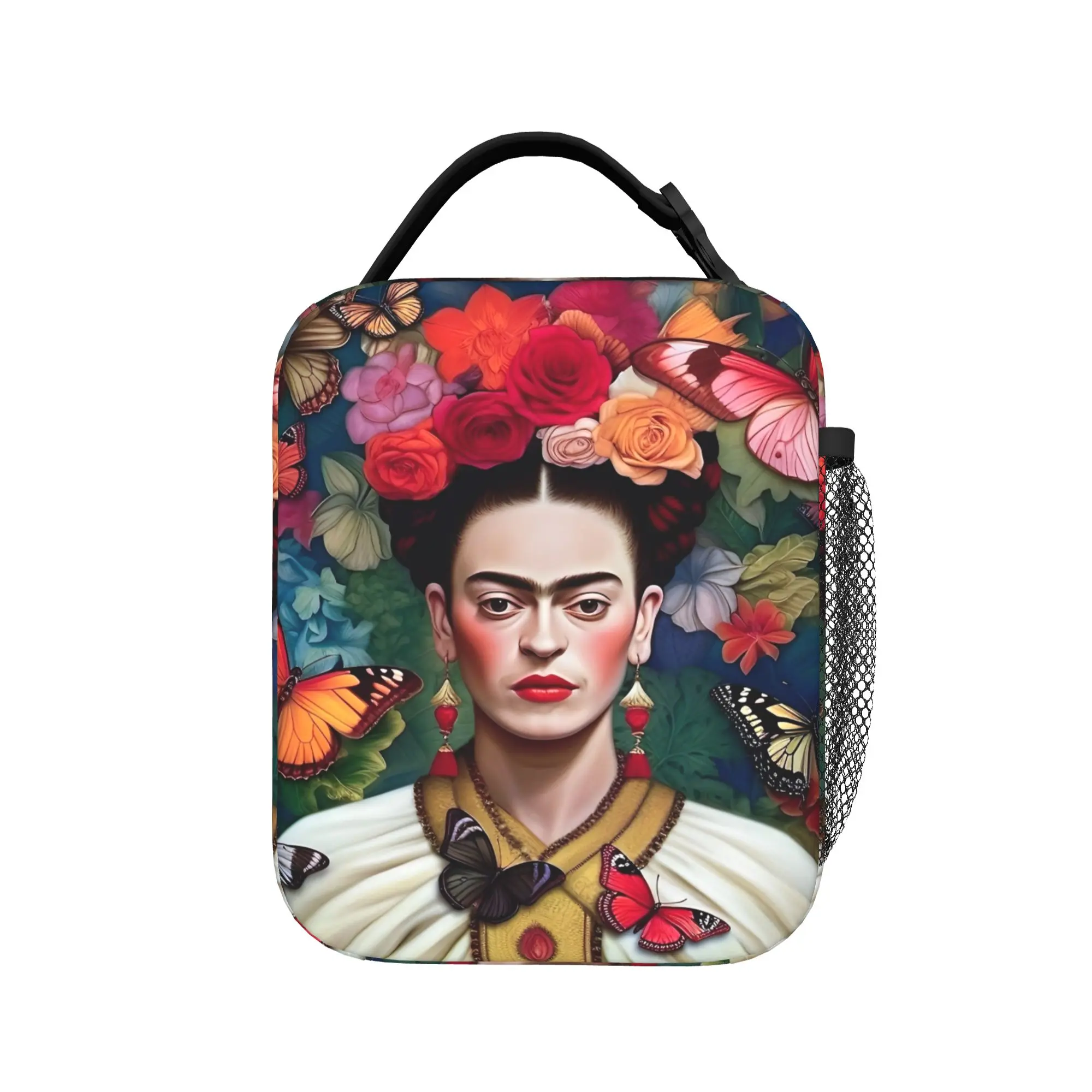Fridas Mexican Artist Kahloo Insulated Lunch Bag High Capacity Reusable Cooler Bag Tote Lunch Box Beach  Travel Men Women