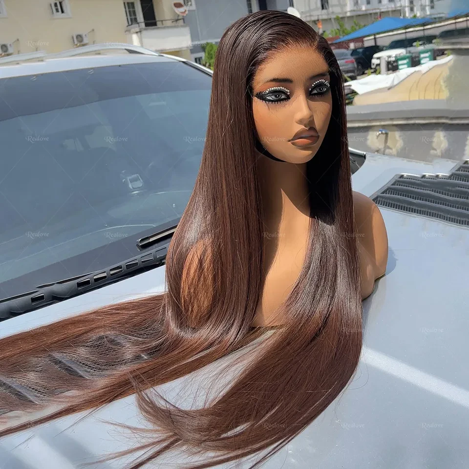 13x4 HD الدانتيل الباروكة الأمامية بأسعار معقولة الشوكولاته براون باروكة من شعر طبيعي 200% مستقيم رخيصة حريري مستقيم الدانتيل شعر مستعار أمامي لفصل الصيف