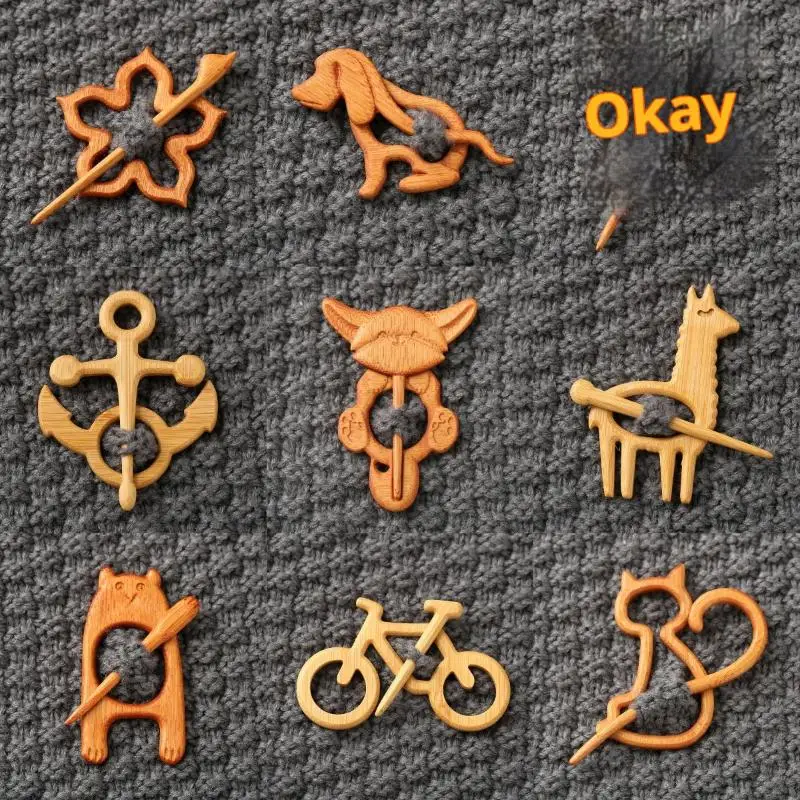 الرجعية مظلة الرقص أصبع بروش خشبي مابل ليف الأرنب الحيوان سترة دبوس شجرة عيد الميلاد الطيور كيتي وشاح مشبك فتاة #6