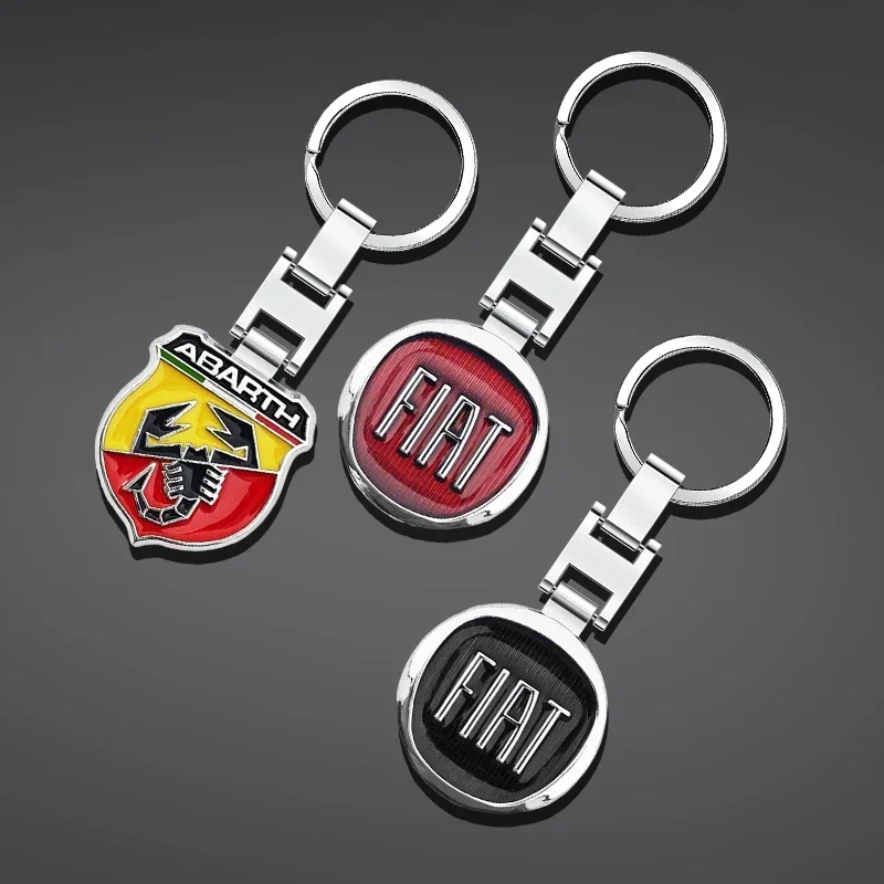 Metal Car Logo Key Chain Keyring Auto Interiors Accessories For Fiat Abarth 500 Tipo Panda Argo Freemont Viaggio Bravo Punto