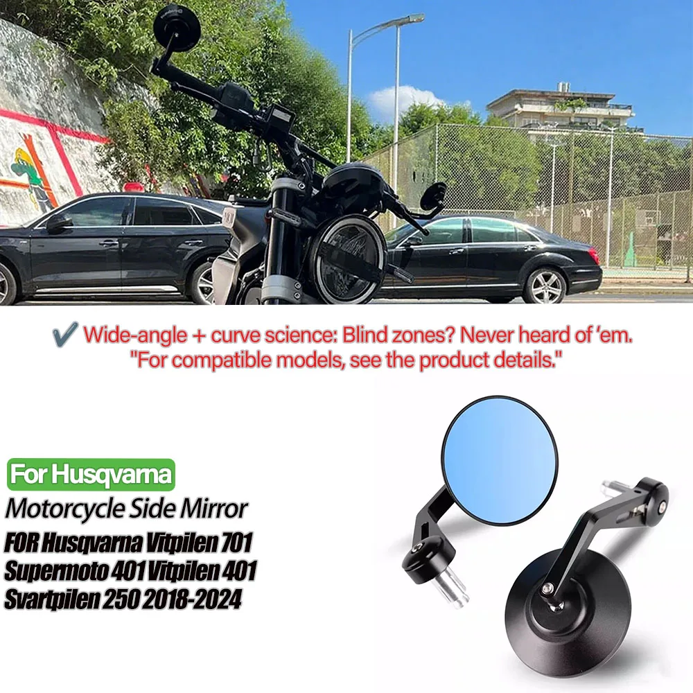 

Motorcycle Bar End Side Mirror For Husqvarna Svartpilen Vitpilen 401 250 701 Handlebar Rearview CNC Aluminum Moto Accessories