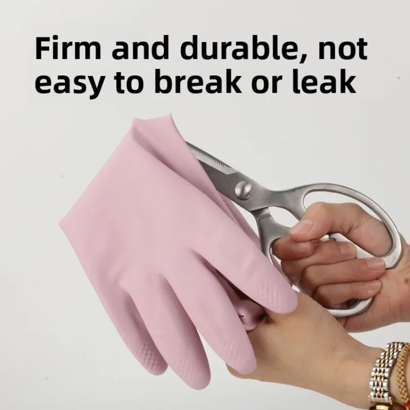 Colorful Korean Latex Dishwashing Gloves Waterproof Non-Slip Durable Household Kitchen Cleaning Gloves for Home Use