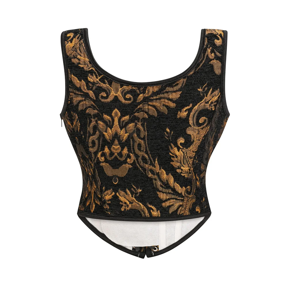 سترة برباط من القرون الوسطى باللونين الأسود والذهبي مشدات عتيقة ملابس داخلية على الطراز القوطي Steampunk مشد على الطراز الفيكتوري زي ساخر للسيدات