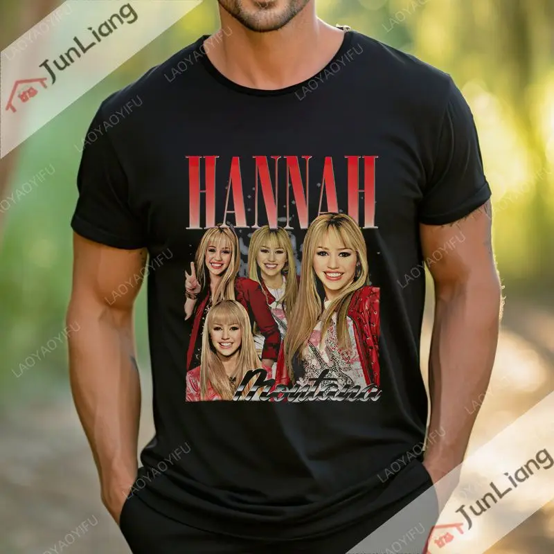 Summer Short sleeve Hannah Montana Printed T-shirt street clothing Fashion men Harajuku oversized T-shirt top clothing