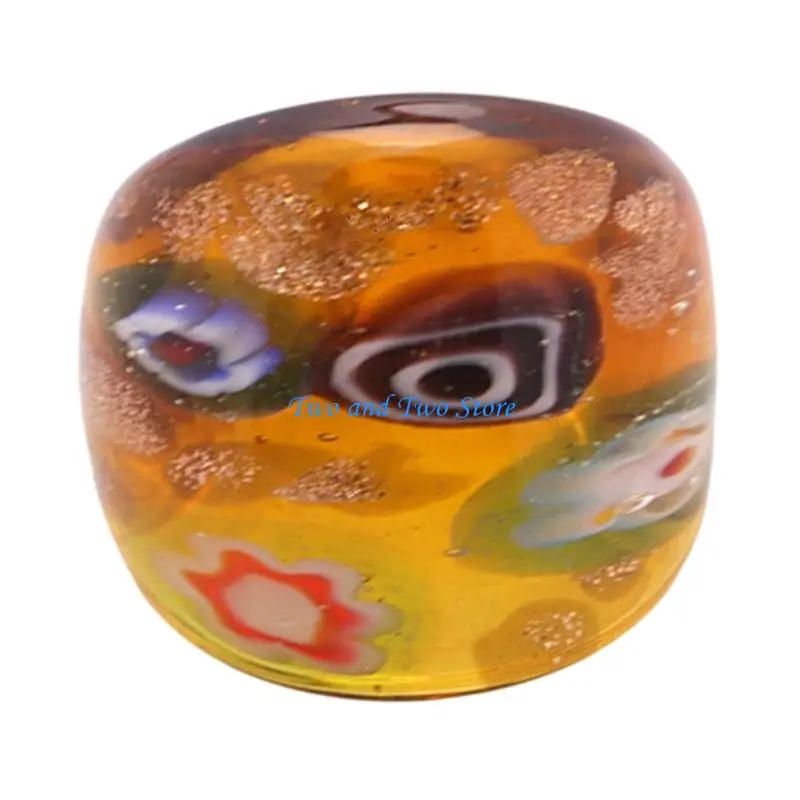 HX6F Exquisite Ethnic Inspired Muranos Glass Ring Finger Ring Stylish Women's Fashion Jewelry Elegant Party Accessory