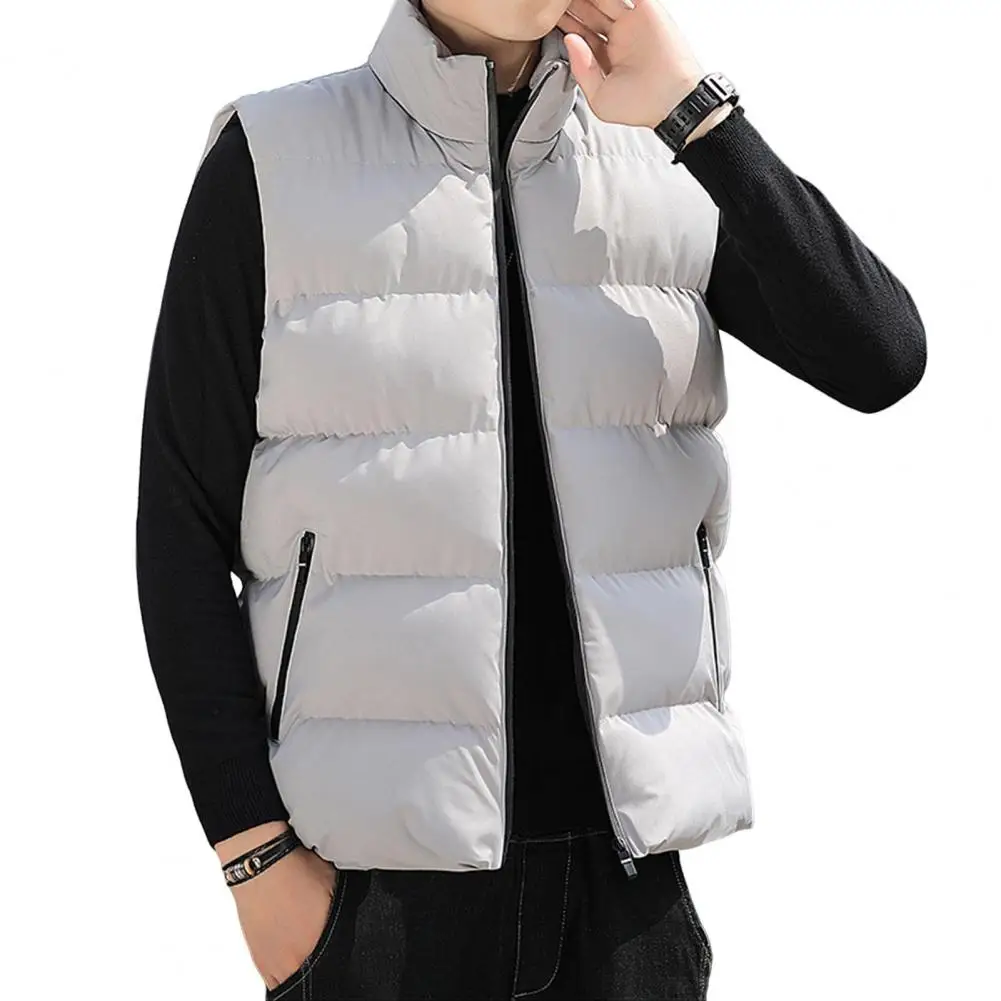 

Thickened Winter Vest for Men Men Waistcoat Stylish Men's Stand Collar Sleeveless Vest with Pockets Slim Fit for Windproof