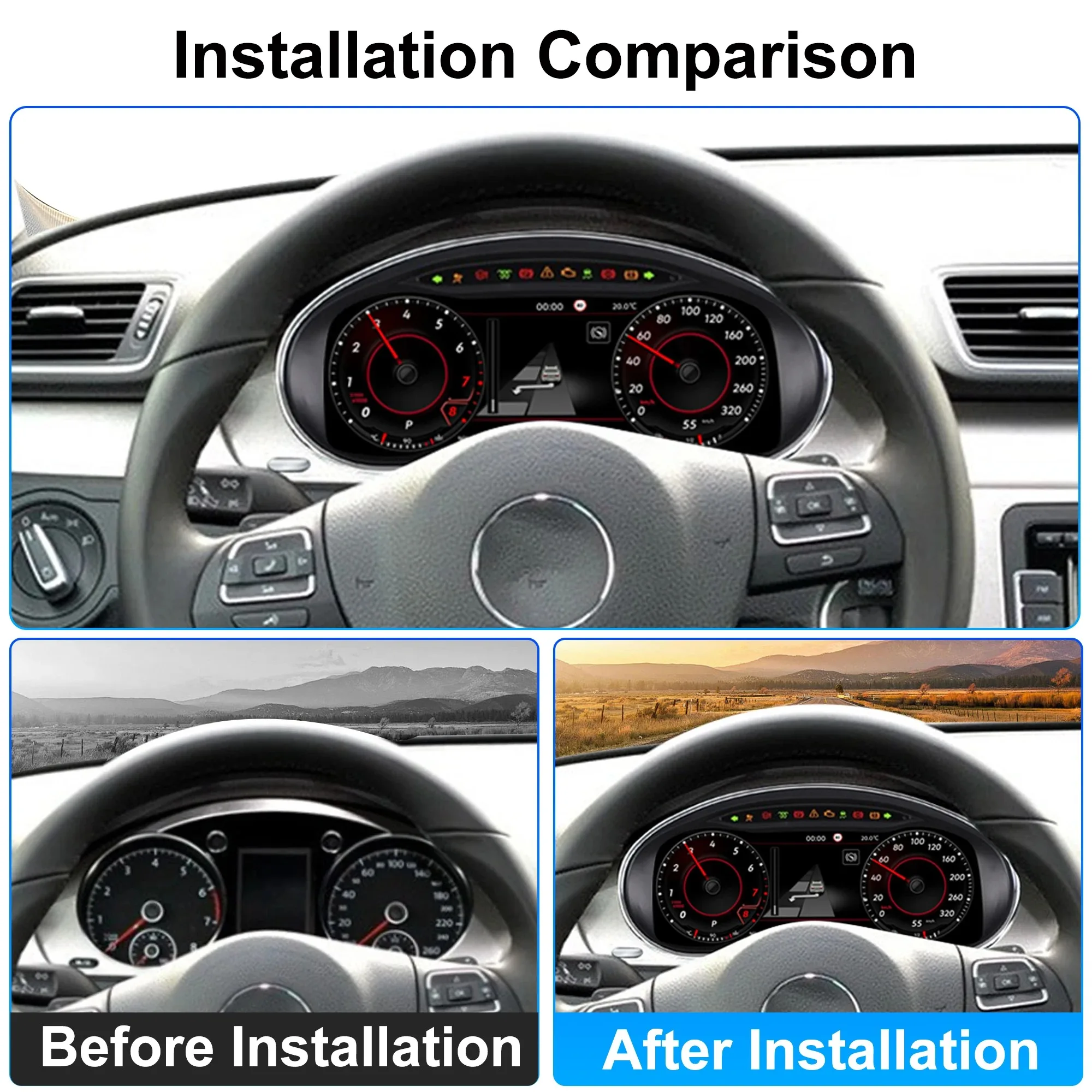 12.3”HD Digital instrument cluster For Volkswagen CC Magotan B7/Passat B7 2012-2018 speedometer iOS Carplay / Plug&Play