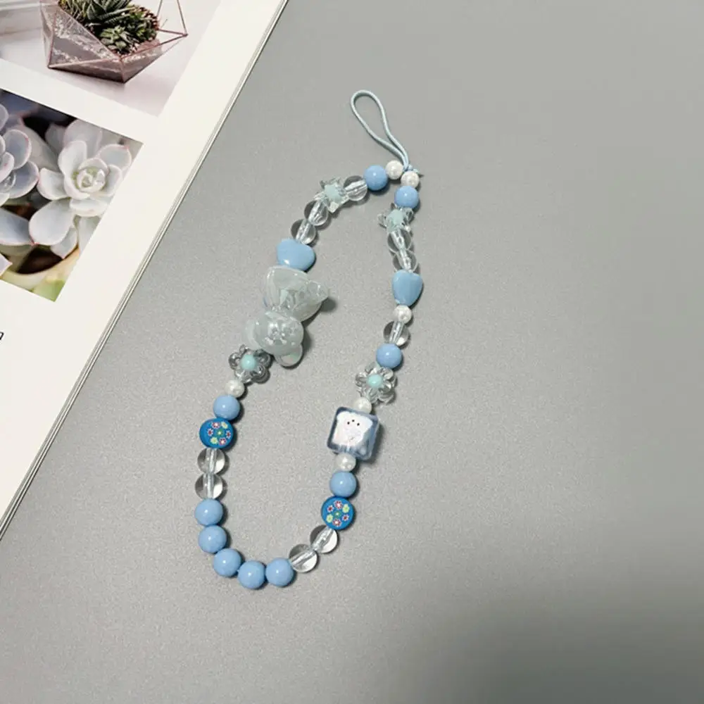 Fashion Bear Hearts Phone Strap Handmade Hanging Cord Telephone Jewelry Women Girls Summer Jewelry Lanyard Mobile Phone Decor