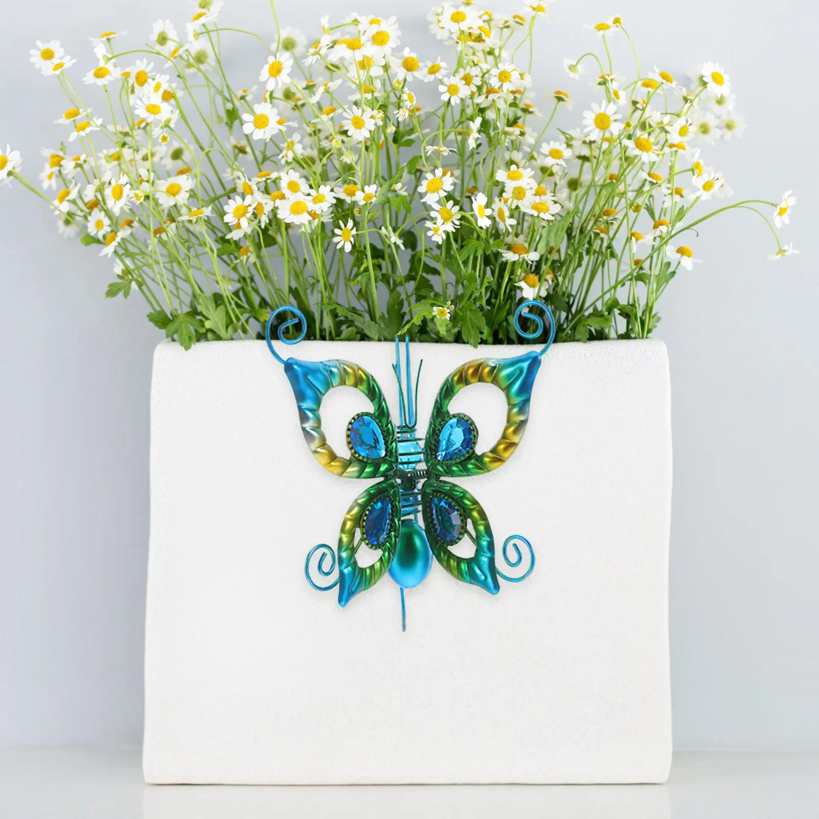 5Pcs Butterfly Dragonfly Hanging Ornament Stained Glass Flower Pot Decor for Garden Balcony Indoor Plants Planter Decoration