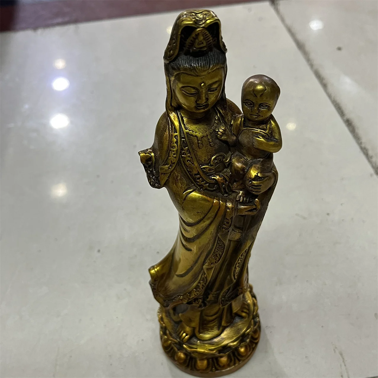 

Handicrafts home decoration brass Guanyin riding animal Tara ornaments fine workmanship classical traditional national gift