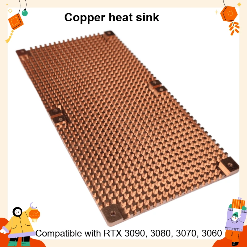 RTX3090 Graphics Card Backplane Pure Copper Heat Sink 3060 3080 Graphics Card Radiator Auxiliary, Video Memory Heat Dissipation