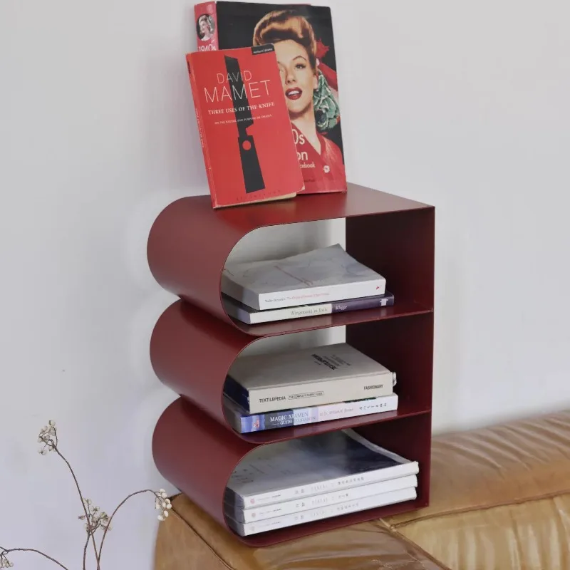 

Скандинавская подставка для журналов, бордовая напольная подставка для книг и газет, минималистичный приставной столик и органайзер для дома