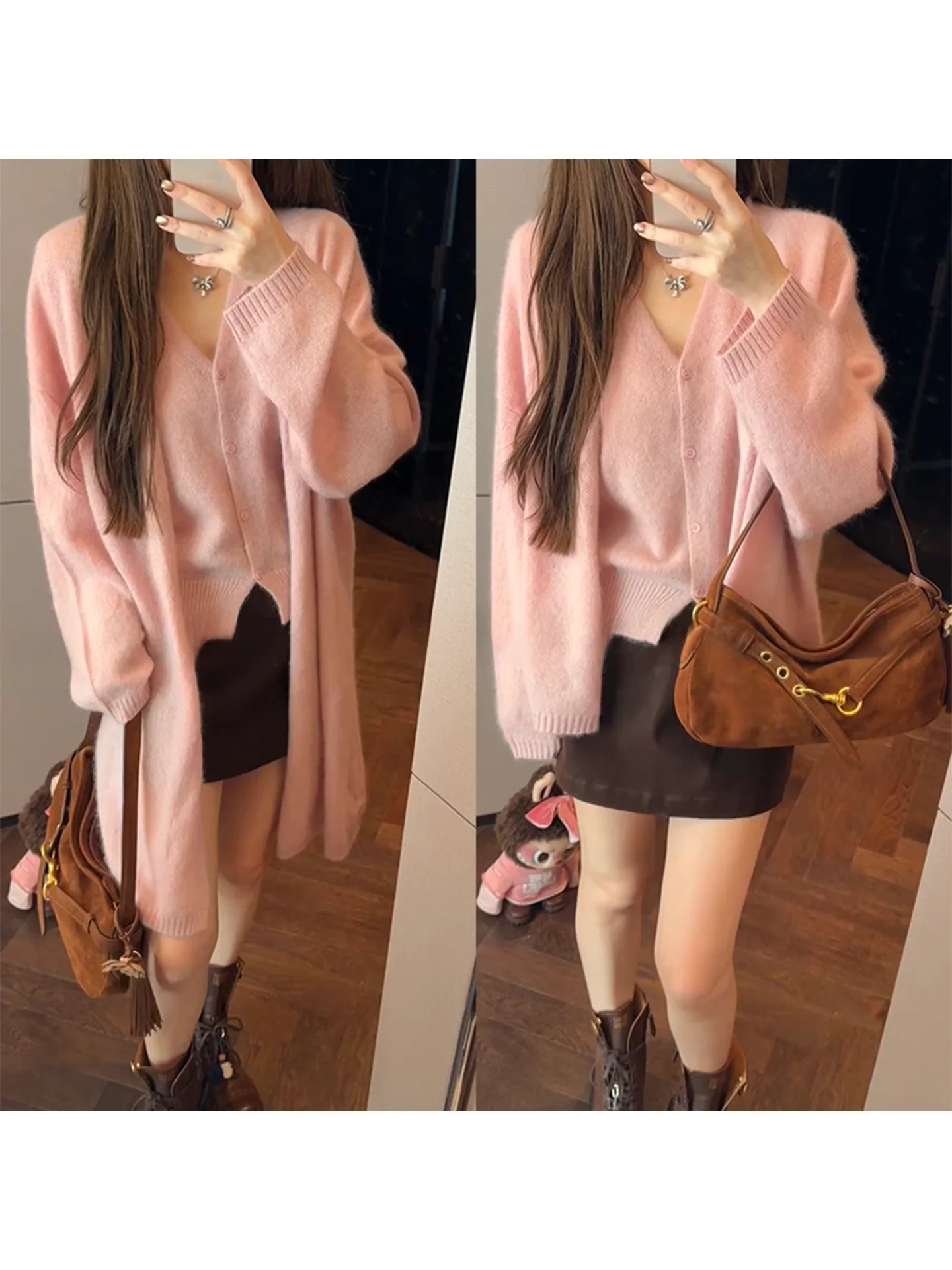 

Комплект Mimius: Мягкий вязаный жилет и брюки для женщин – роскошный повседневный костюм из шерстяной смеси для свиданий и работы, комфортный, с длинными рукавами