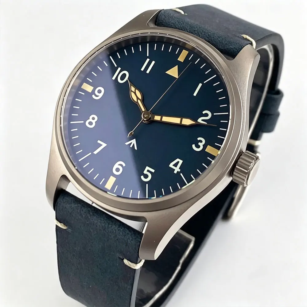 Solid Titanium Case VH31 Tandorio 39mm Sapphire Sweep Seconds Quartz Movement 200M Waterproof Lume Vintage Pilot Diver Men Watch