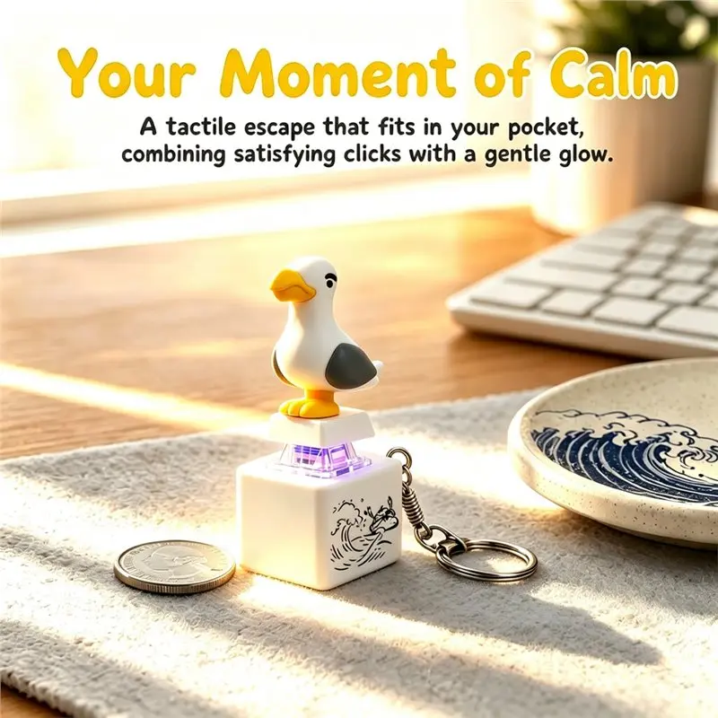 Rechargeable Electronic Fidget Toy For Seagull Keychain 8PCS Luminous Sounding Stress Relief Keycap Creator Pendant Best-Selling