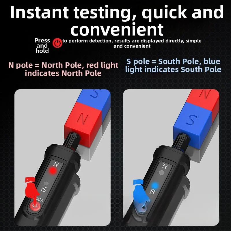 Gauss Meter Pen Magnetic Pole Detector For Workshop Use Red Blue Led Light Single Button Operation For Science Education