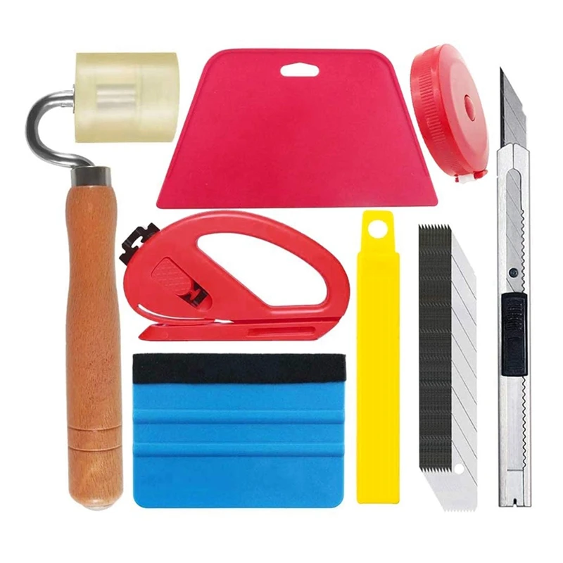 AD33 HOT Wallpaper Smoothing Tool Kit Including Felt Seam Roller, Squeegee, Measuring Tape, Utility Knife