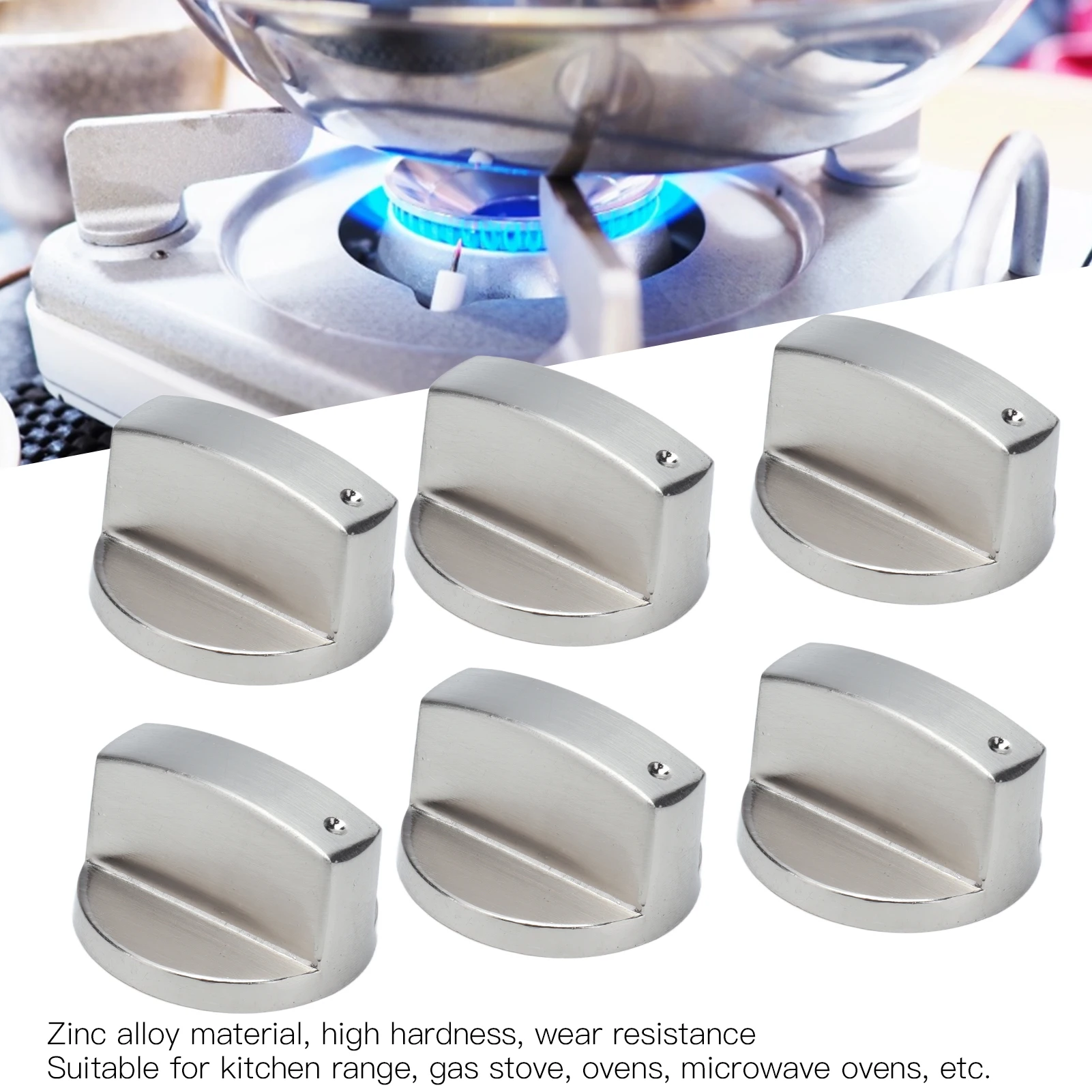 8mm Hole Diameter Rotate Knob Zinc Alloy Control Knob Replacement for Kitchen Range Gas Stove Microwave Oven Gas Stove Knob