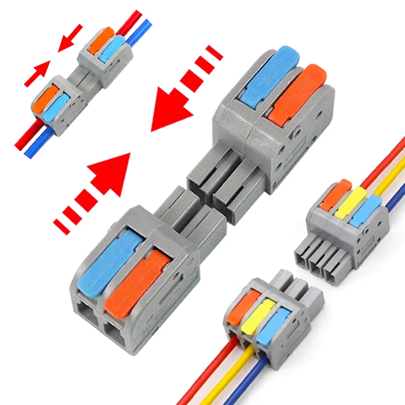 Quick Lever Splicing Wire Connectors 2/3 Pins Compact Plugable Male Female Terminals Universal Blocks