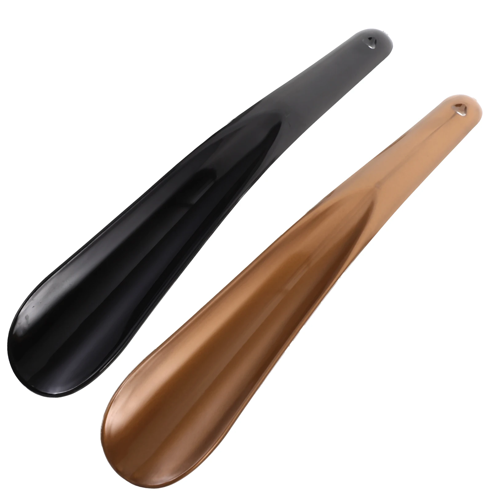 

2pcs Plastic Shoehorns Smooth Surface Ergonomic Design Perforated Hanging Easy Storage Shoe Lifters Wearing Helpers