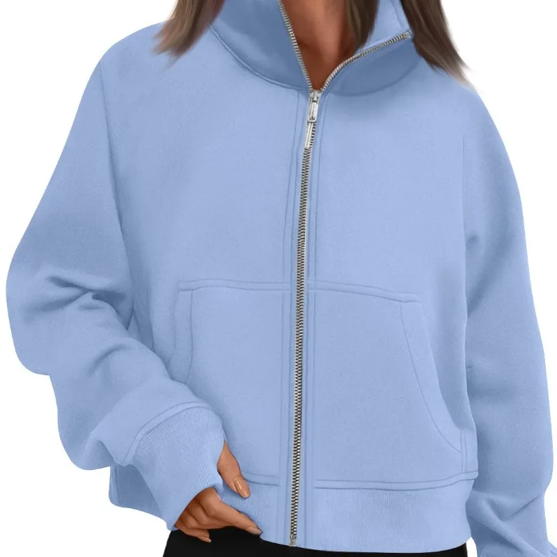 Women's Autumn Spring Top Coat Sweatshirt Zipper Stand-up Collar Simple Comfortable Loose Casual Design Niche Versatile Skinny