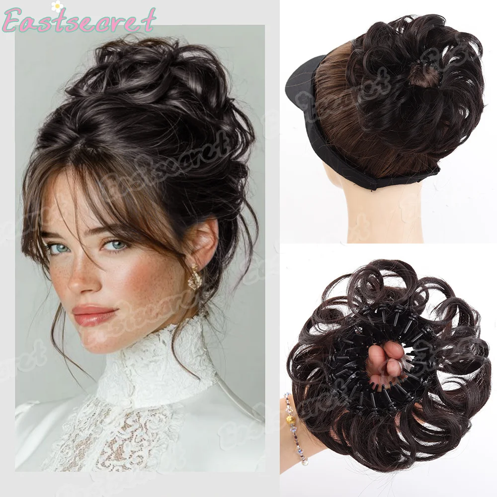 Wig hair disheveled fluffy bun wig hair bun natural high temperature Synthetic silk Expandable Bird Nest Magic Hair Clip wig cur