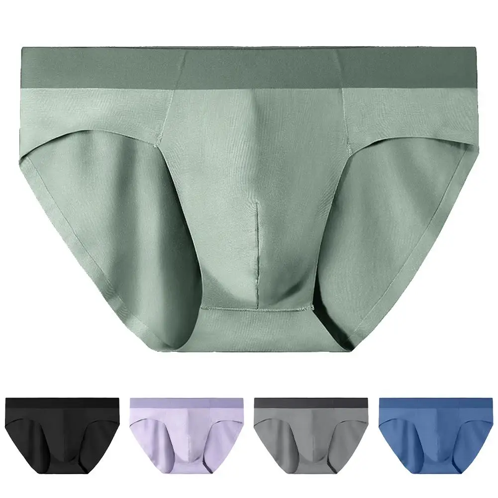 

Men's Lingerie Solid Color Panties Seamless Soft Breathable Underwear Sissy U Convex Pouch Underpants Ultra-Thin Briefs Knickers