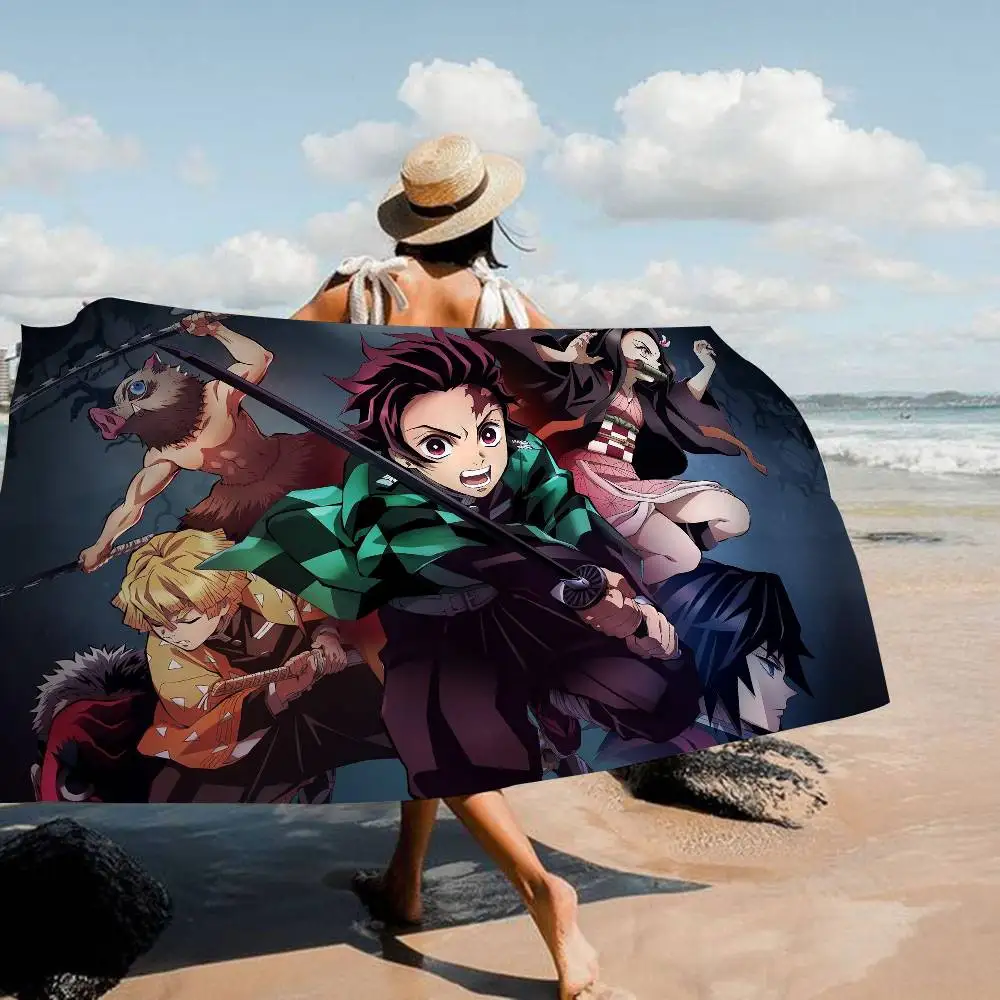 Demon S-Slayer Cartoon Kamado Nezuko Anime Big Microfiber Beach Towels Quick Dry Towel Sand Beach Towels Pool For Swim Pool Yoga