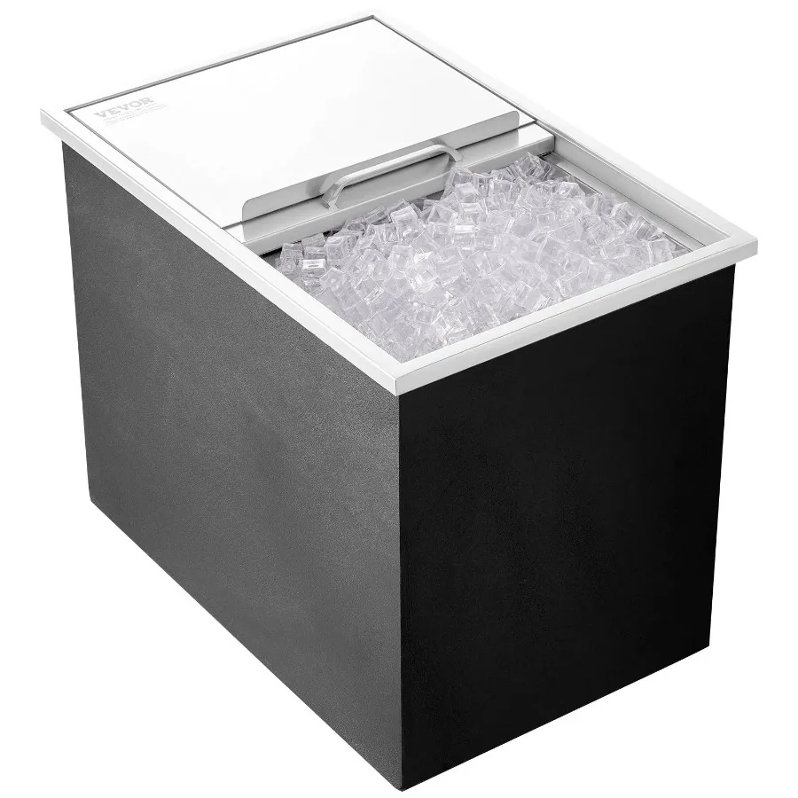 

Drop in Ice Chest 27L x 18W x 21H Stainless Steel Ice Cooler Commercial Ice Bin with Sliding Cover 40.9 qt Outdoor Kitchen Ice