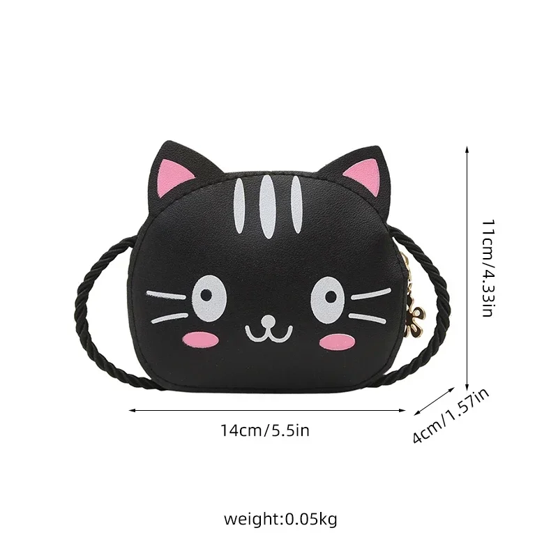 Cute Cat Shoulder Bag Children Crossbody Messenger Bags for Girls Kids PU Leather Small Handbag Cartoon Coin Purse Wallet