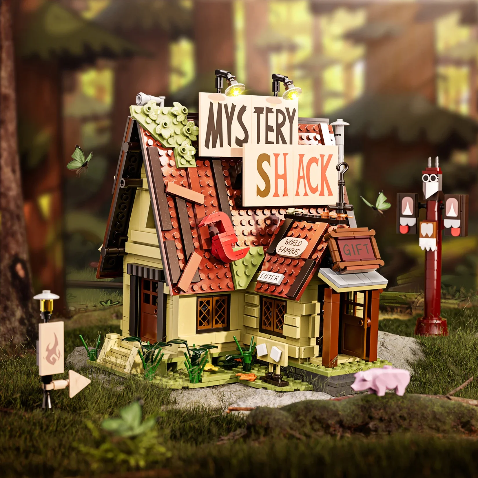 

1108 шт. гравитационный падающий дом, набор строительных блоков, фермерская кабина, двор, лесной коттедж, модель, кирпичные игрушки, подарки для детей и взрослых