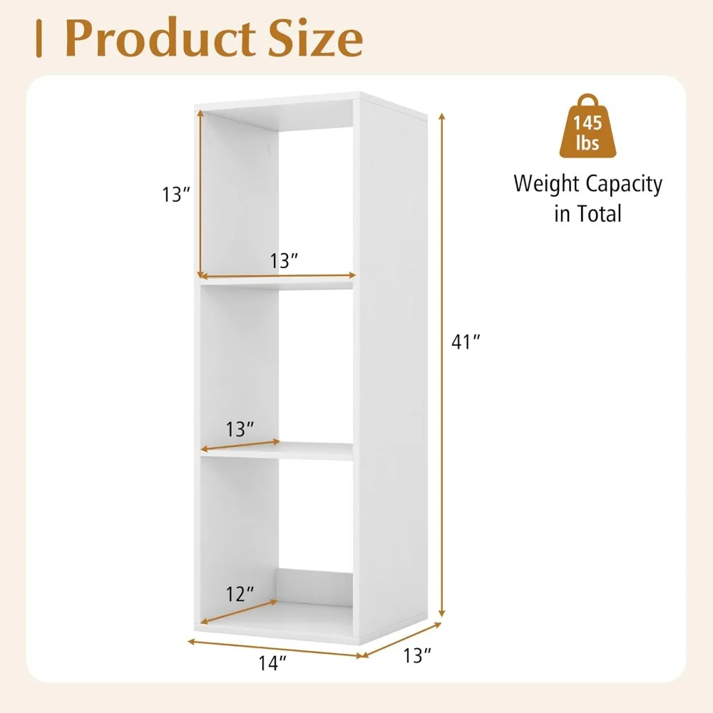 خزانة كتب مكعبة قائمة بذاتها مكونة من 4 طبقات مع أرفف مفتوحة وميزات مضادة للسقوط