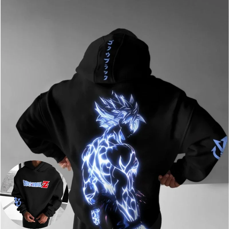 Dragon Ball Hip-Hop Großer Hoodie 2026 Herren- und Damen-Herbst/Winter Neu Anime-Druck Lässiger Lockerer Eltern-Kind-Hoodie Top – Detail 5