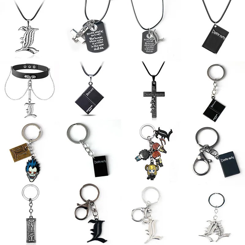 Anime Death Note Keychain Double Sided Black Note Book Pendant Key Chain for Women Men Choker Jewelry Gift